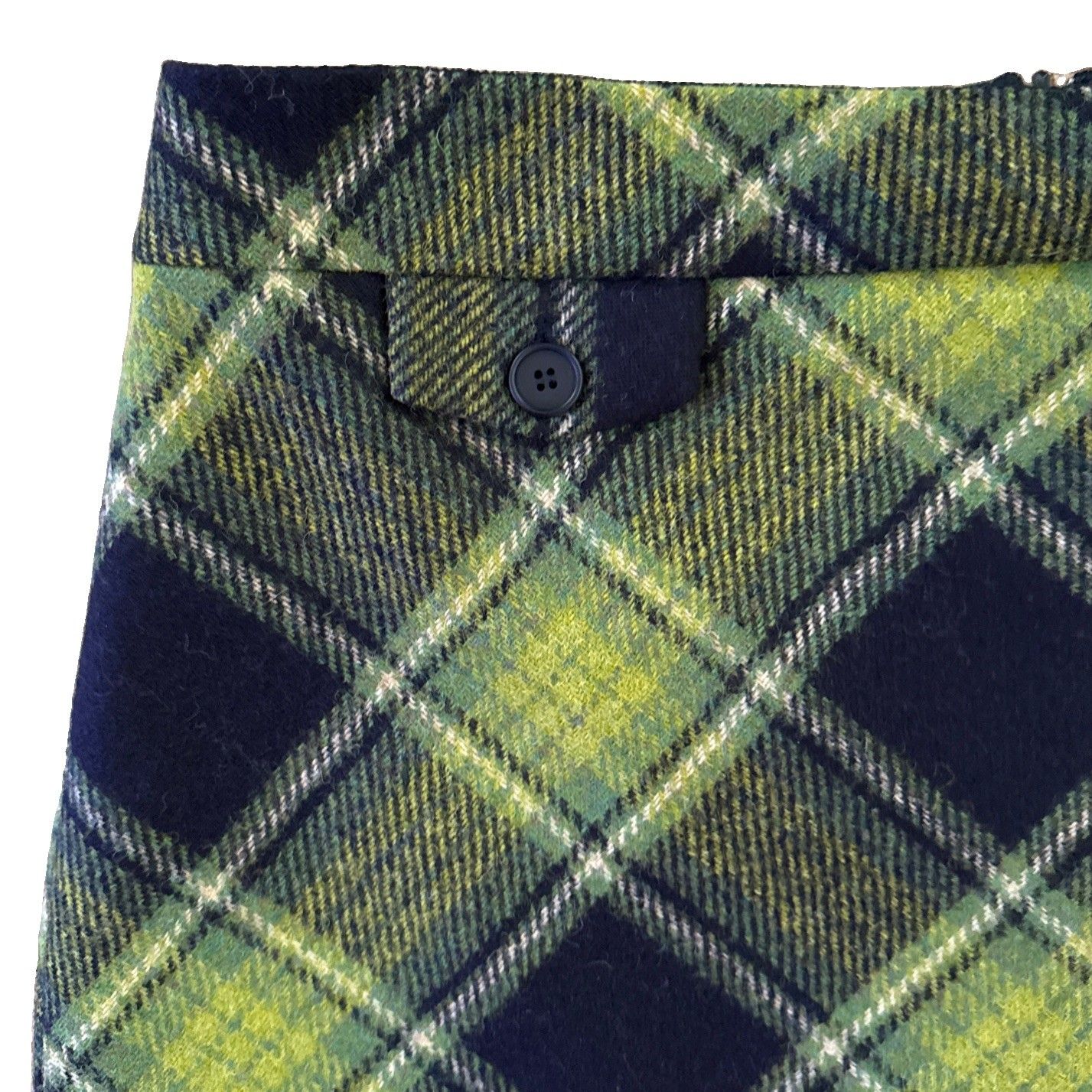 Hobbs London Arianne Wool Skirt Women Sz 8 Moon Tweed Green Navy Diamond Check — image 4 of 8